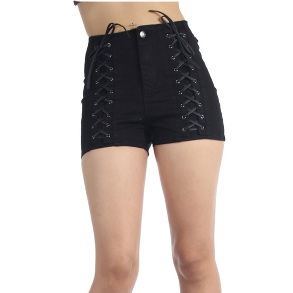 Goth Corset Double Lace-Up Women Shorts - Picture 1 of 7